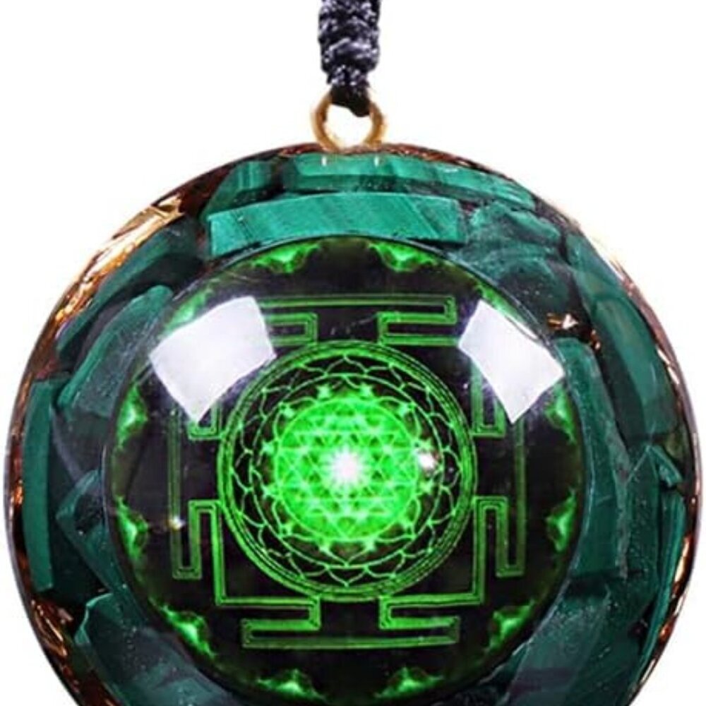 Orgonite Pendant Malachite Green Crystal Orgone Pendant Necklace Reiki Spiritual